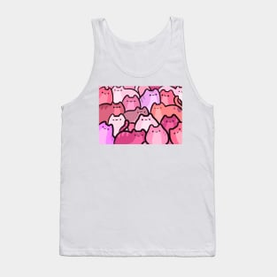 Cute Clowder of Pink Cats and Kitten Stacked Tank Top